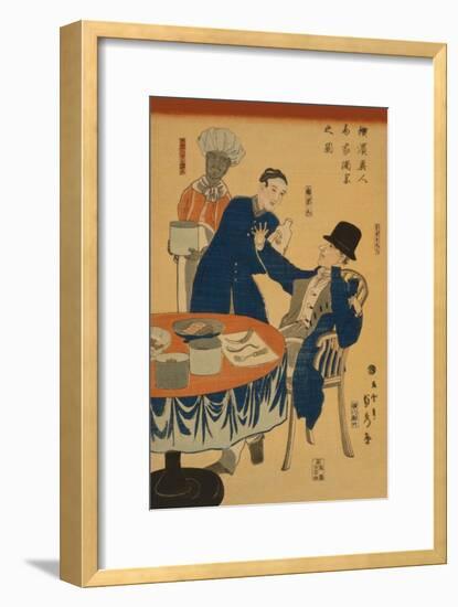 Banquet at a Foreign Mercantile House in Yokohama (Yokohama Ijin Sho?Ka Shuen No Zu)-Sadahide Utagawa-Framed Art Print