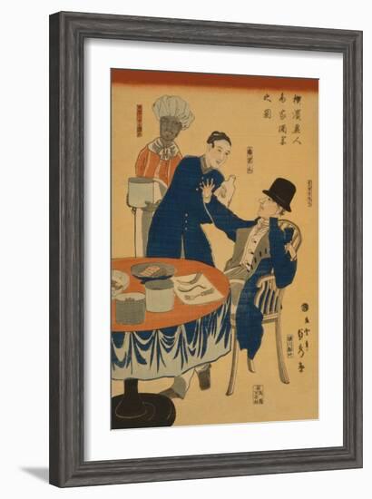 Banquet at a Foreign Mercantile House in Yokohama (Yokohama Ijin Sho?Ka Shuen No Zu)-Sadahide Utagawa-Framed Art Print