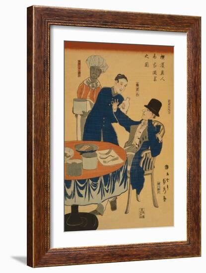 Banquet at a Foreign Mercantile House in Yokohama (Yokohama Ijin Sho?Ka Shuen No Zu)-Sadahide Utagawa-Framed Art Print