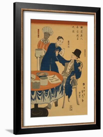 Banquet at a Foreign Mercantile House in Yokohama (Yokohama Ijin Sho?Ka Shuen No Zu)-Sadahide Utagawa-Framed Art Print