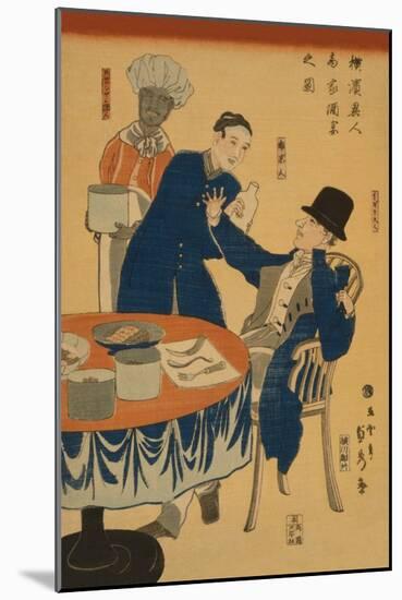 Banquet at a Foreign Mercantile House in Yokohama (Yokohama Ijin Sho?Ka Shuen No Zu)-Sadahide Utagawa-Mounted Art Print