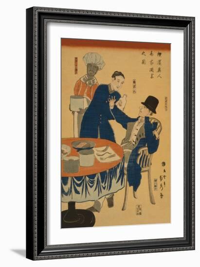 Banquet at a Foreign Mercantile House in Yokohama (Yokohama Ijin Sho?Ka Shuen No Zu)-Sadahide Utagawa-Framed Art Print