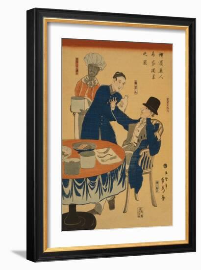 Banquet at a Foreign Mercantile House in Yokohama (Yokohama Ijin Sho?Ka Shuen No Zu)-Sadahide Utagawa-Framed Art Print