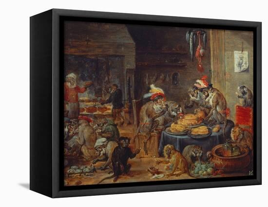 Banquet of Monkeys-David Teniers the Younger-Framed Premier Image Canvas