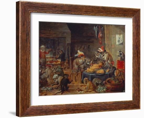 Banquet of Monkeys-David Teniers the Younger-Framed Giclee Print