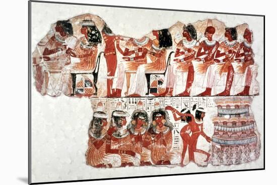 Banquet Scene, Wall Painting, Tomb of Nebamun, Thebes, 18th Dynasty. Artist: Unknown-Unknown-Mounted Giclee Print