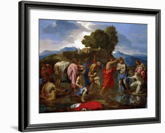 Baptism, Christ Baptized by Saint John-Nicolas Poussin-Framed Giclee Print