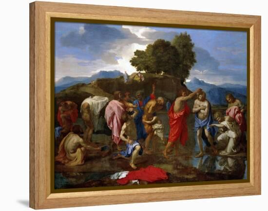 Baptism, Christ Baptized by Saint John-Nicolas Poussin-Framed Premier Image Canvas