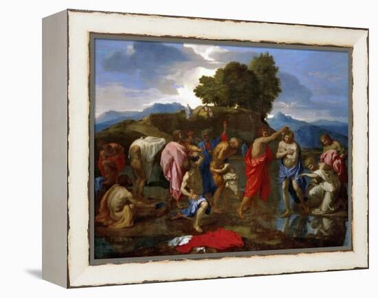 Baptism, Christ Baptized by Saint John-Nicolas Poussin-Framed Premier Image Canvas