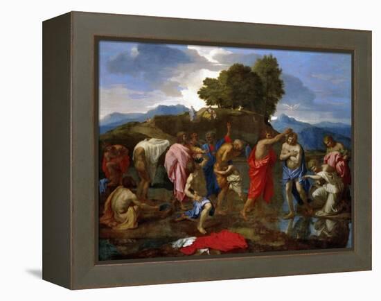 Baptism, Christ Baptized by Saint John-Nicolas Poussin-Framed Premier Image Canvas