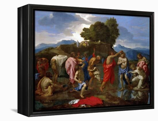 Baptism, Christ Baptized by Saint John-Nicolas Poussin-Framed Premier Image Canvas