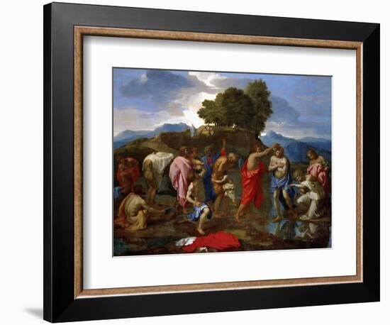 Baptism, Christ Baptized by Saint John-Nicolas Poussin-Framed Giclee Print