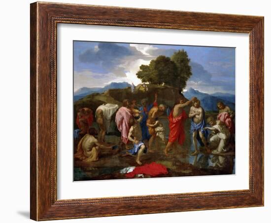 Baptism, Christ Baptized by Saint John-Nicolas Poussin-Framed Giclee Print