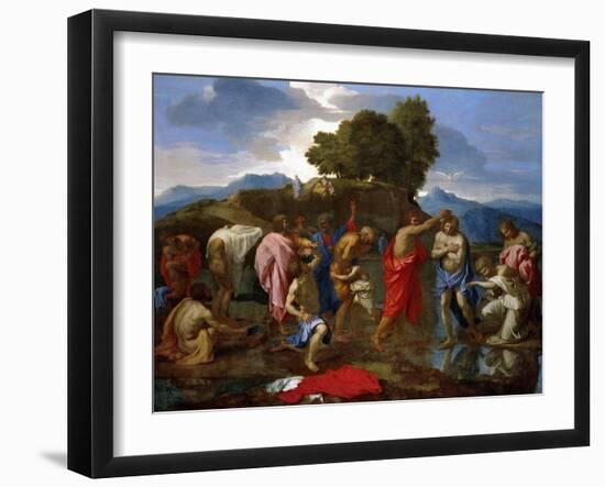 Baptism, Christ Baptized by Saint John-Nicolas Poussin-Framed Giclee Print