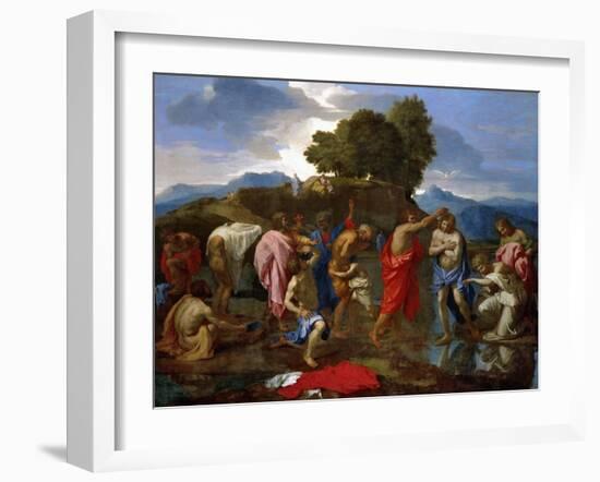 Baptism, Christ Baptized by Saint John-Nicolas Poussin-Framed Giclee Print