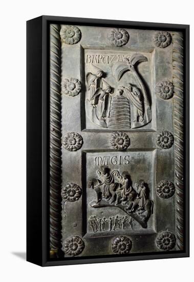 Baptism of Christ and Ride of Magi with Original Sin, Bronze Panels from St Ranieri's Door, Ca 1180-Bonanno Pisano-Framed Premier Image Canvas