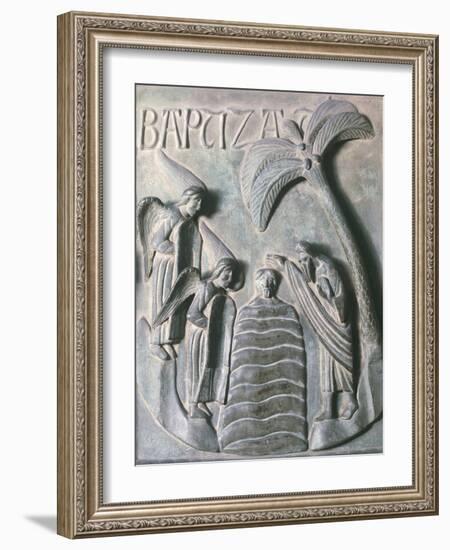 Baptism of Christ, Bronze Panels from St. Ranieri's Door, Circa 1180-Bonanno Pisano-Framed Giclee Print