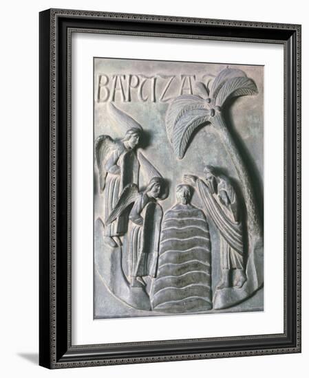 Baptism of Christ, Bronze Panels from St. Ranieri's Door, Circa 1180-Bonanno Pisano-Framed Giclee Print