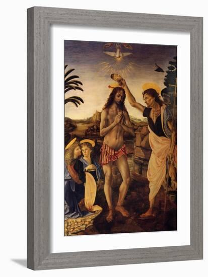 Baptism of Christ-Andrea del Verrocchio-Framed Art Print