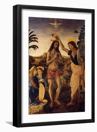 Baptism of Christ-Andrea del Verrocchio-Framed Art Print