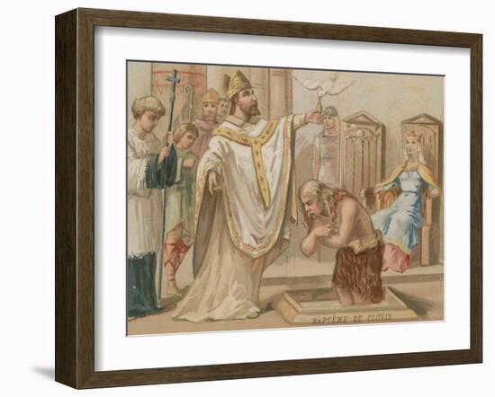 Baptism of Clovis I, King of the Franks, Christmas Day 496-null-Framed Giclee Print