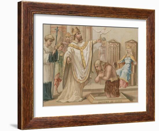 Baptism of Clovis I, King of the Franks, Christmas Day 496-null-Framed Giclee Print