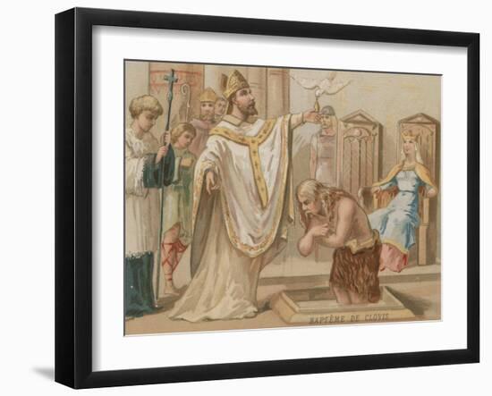 Baptism of Clovis I, King of the Franks, Christmas Day 496-null-Framed Giclee Print