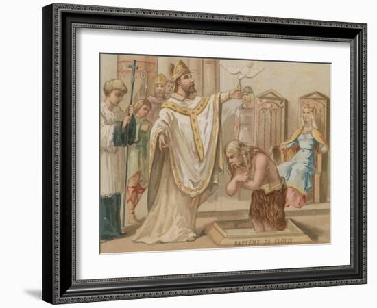 Baptism of Clovis I, King of the Franks, Christmas Day 496-null-Framed Giclee Print