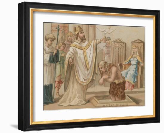 Baptism of Clovis I, King of the Franks, Christmas Day 496-null-Framed Giclee Print