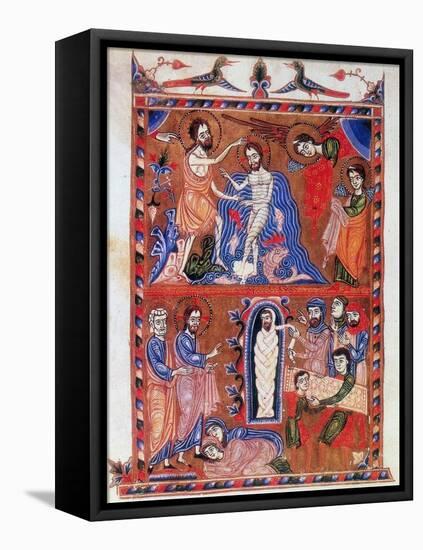 Baptism of Jesus and the Raising of Lazarus, 1336-Sargis Pidsak-Framed Premier Image Canvas