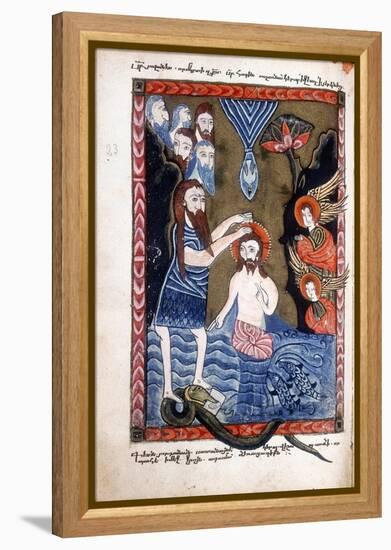 Baptism of Jesus by John the Baptist, from Armenian Evangelistery-null-Framed Premier Image Canvas