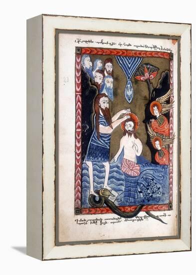 Baptism of Jesus by John the Baptist, from Armenian Evangelistery-null-Framed Premier Image Canvas