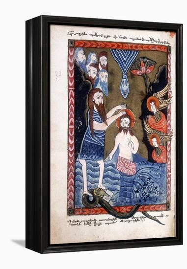 Baptism of Jesus by John the Baptist, from Armenian Evangelistery-null-Framed Premier Image Canvas