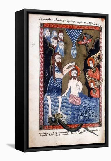 Baptism of Jesus by John the Baptist, from Armenian Evangelistery-null-Framed Premier Image Canvas