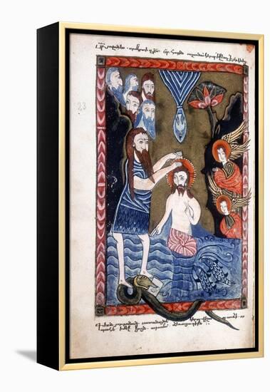 Baptism of Jesus by John the Baptist, from Armenian Evangelistery-null-Framed Premier Image Canvas