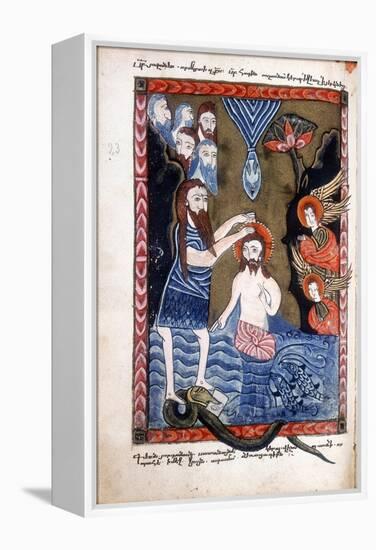 Baptism of Jesus by John the Baptist, from Armenian Evangelistery-null-Framed Premier Image Canvas