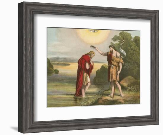 Baptism of Jesus by John the Baptist-English School-Framed Giclee Print