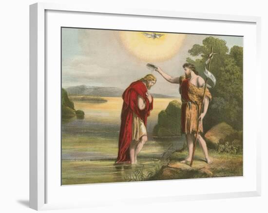 Baptism of Jesus by John the Baptist-English School-Framed Giclee Print