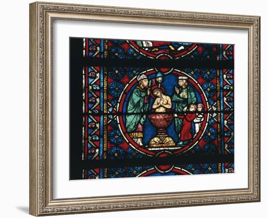 Baptism of Jesus, Choir Window, Notre-Dame Cathedral-null-Framed Giclee Print