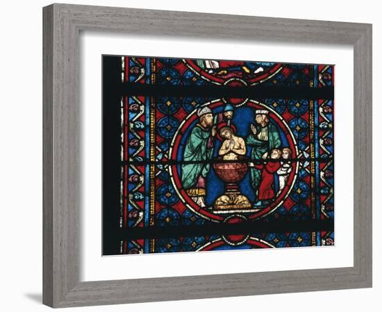 Baptism of Jesus, Choir Window, Notre-Dame Cathedral-null-Framed Giclee Print