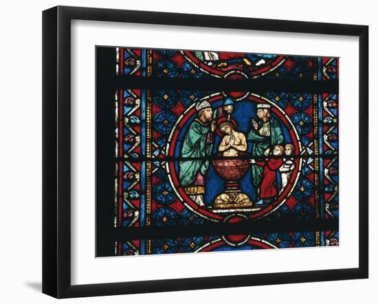 Baptism of Jesus, Choir Window, Notre-Dame Cathedral-null-Framed Giclee Print