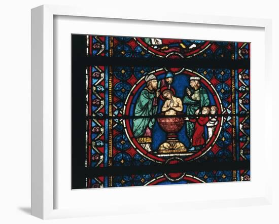 Baptism of Jesus, Choir Window, Notre-Dame Cathedral-null-Framed Giclee Print