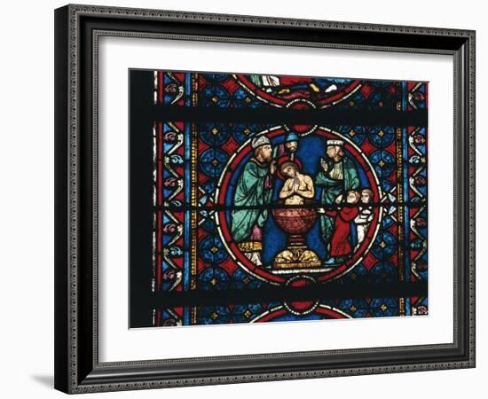 Baptism of Jesus, Choir Window, Notre-Dame Cathedral-null-Framed Giclee Print