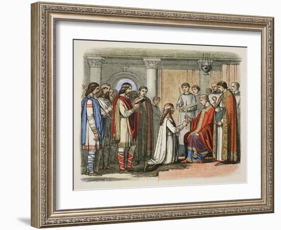 Baptism of King Guthorm, Ad 878, from a Chronicle of England BC 55 to Ad 1485, Pub. London, 1863-James William Edmund Doyle-Framed Giclee Print