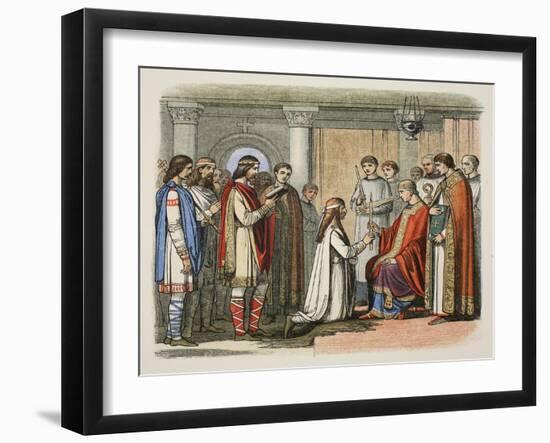 Baptism of King Guthorm, Ad 878, from a Chronicle of England BC 55 to Ad 1485, Pub. London, 1863-James William Edmund Doyle-Framed Giclee Print