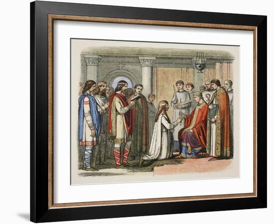 Baptism of King Guthorm, Ad 878, from a Chronicle of England BC 55 to Ad 1485, Pub. London, 1863-James William Edmund Doyle-Framed Giclee Print