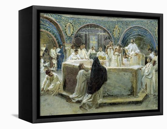 Baptism of St Augustine, 1875-1878-Domenico Bruschi-Framed Premier Image Canvas