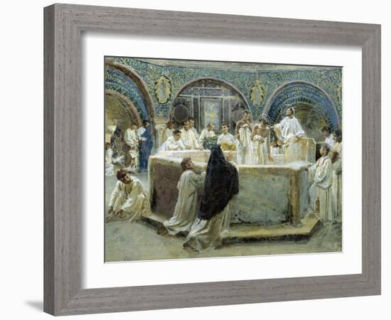Baptism of St Augustine, 1875-1878-Domenico Bruschi-Framed Giclee Print