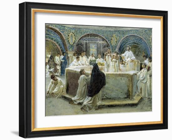 Baptism of St Augustine, 1875-1878-Domenico Bruschi-Framed Giclee Print