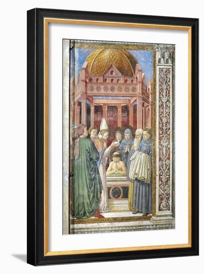 Baptism of St. Augustine, Detail from Stories of St. Augustine, 1465-Benozzo Gozzoli-Framed Giclee Print